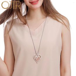 Pendant Necklaces Sweet Heart Long Chains Necklace Love Suspension Pendants Geometric Trend Costume Jewellery For Women Vintage Collares