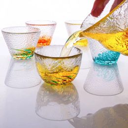 Wine Glasses Factory Wholesale Heat Resistant Japanese Style Hammer Pattern Sake Glass Cup Multi Color Small Tea