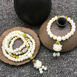 Strand Bodhi Root Hand String 108 Lotus Carved Buddhist Beads Rosary Lady Bracelet Accessories Wholesale Crafts