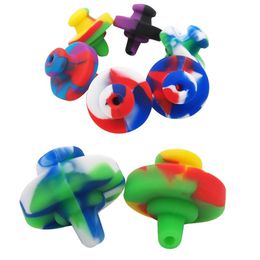 Latest Silicone Smoking Portable Bong Cover Colourful Oil Rigs Hookah Carb Cap Dabber Holder Innovative Design Waterpipe Bubbler Handpipe Plug Hat Tool