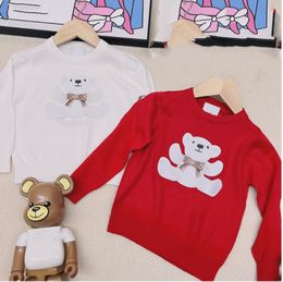 Spring Autumn Baby Boys Girls Brand Sweaters Kids Knitted Plaid Jumper Letters Printed Children Sweatshirts Cartoon Bear Child Pullover