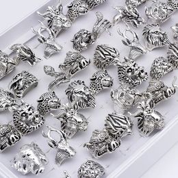 Band Rings 20pcs/lot Vintage Punk Animal Mix Style Metal Jewelry Rings For Men Women Size 8 to 11 231218