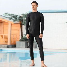 Dresses Men Swimming Suits Male Beach Surfing Diving Shark Skin Like Material Long Sleeve Tops Knee Above Pants High Elastic Quick Dry