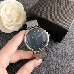 Fashion Full Brand Wrist Watches Women Men Male Steel Metal Band Quartz With Logo Luxury Clock TT 75