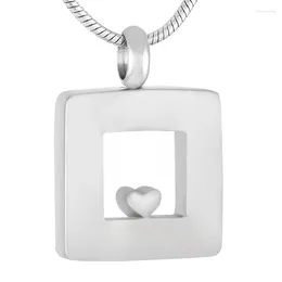 Pendant Necklaces Square Cremation Necklace With Mini Heart Urns Hold For Ashes Women 's Gift Customize Memorial Jewelry Stainless Steel