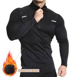 Men's Thermal Underwear Winter Plus Velvet Shirts Men Thermal Underwear Compression Soccer Football T-Shirt Thermal Blouse High Collar Warm Underwear 231218