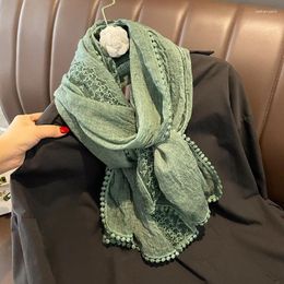 Scarves Gentle Lace Linen Cotton Thin Scarf Fashionable Women's Outerwear Shawl Initial Gift