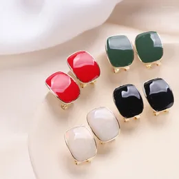 Stud Earrings Korean Simple Metal Geometric Shape Earring For Women Colourful Oil Drop Cute Elegant Ear Fashion Jewellery Bijoux Gifts