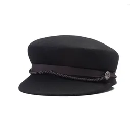 Berets X503 Ladies Fashion Casual Button Wool Sboy Hat Warm Octagonal Cap British Retro Beret Painter Caps