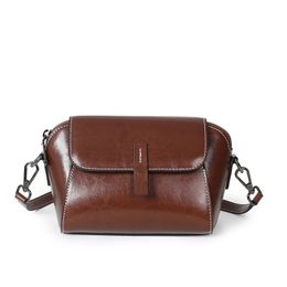 Evening Bags Oil Wax Cowhide Leather Cross Body Small Bag for Women Fashionable and Versatile Shoulder Shell Hand Ladies Casual Phone 231218