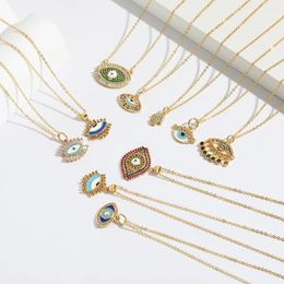 Pendant Necklaces 18K True Gold Plated Lucky Turkish Eye Offers Handmade Cubic Zirconia Decorative Enamel Greek Evil Charm Jewelry