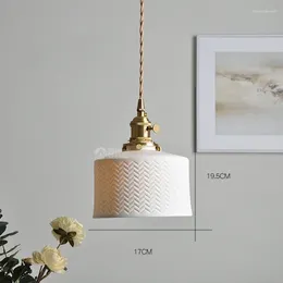 Pendant Lamps IWHD Nordic White Ceramic LED Lights Fixtures Knob Switch For Bedroom Dinning Living Room Modern Copper Hanging Lamp