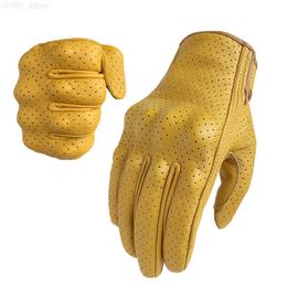 Motorcycle Gloves Motorcycle Gloves Leather Touch Yellow Racing Cycling For Men Genuine Goatskin Motor Accessory Glove Motorbike Riding Dirt BikeL2312.14