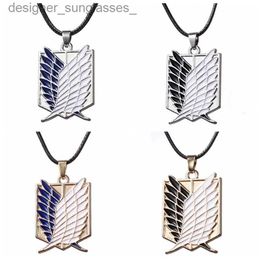 Pendant Necklaces New Anime Necklace Wings of Liberty Freedom Scouting Legion Eren Women Men Necklaces Fashion Choker Jewellery GiftL231218