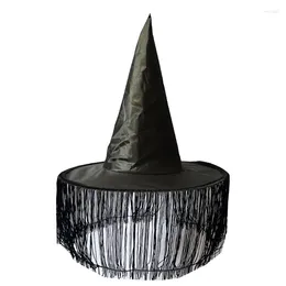 Berets Skin-Friendly Witch Hat With Tassels Veil Handmade For Halloween Hair Accessories Performances Carnivals Party Wholesale