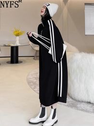 Dresses Nyfs 2023 Winter New Korea Loose Large Size Woman Dress Vestidos Robe Elbise Fashion Polar Fleece Long Dress L5xl