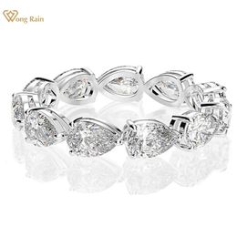 Wedding Rings Wong Rain 925 Sterling Silver Pear Cut High Carbon Diamonds Gemstone Engagement Ring Wedding Band Fine Jewellery Wholesale 231218