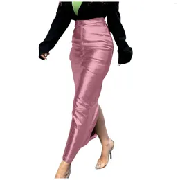 Skirts 2024 Sexy Wrap Hip Skirt Women Fashionable Casual Slim Fit Zipper Split Solid Colour Female Street Ropa De Mujer