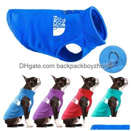 Designer Dog Apparel Fleece Vest Sweater Warm Plover The Doggy Face Pet Jacket With O-Ring Leash Cold Weather Puppy Clothes For Small Dhk5F