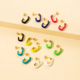 Stud Earrings Bright Colourful C-shaped Fashion Women Classic Simple Personality Party Gifts Jewellery