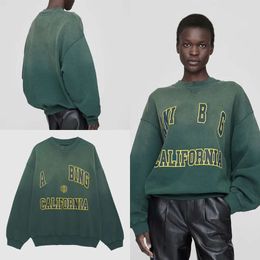 AB&ANINES hoodie New Niche Designer Sweatshirt Pullover Casual Fashion Letter Vintage Print Round Neck Cotton Trend Loose Versatile Hoodies Sweater Tops Annie Bing