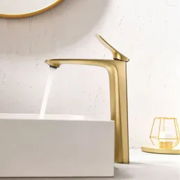 Bathroom Sink Faucets Luxury Brass Faucet Tall Fashion Wash Basin Cold Water Hand Tap One Hole Modern Lavabo Mixer