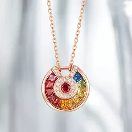 Pendant Necklaces Colorful Talisman Necklace For Women Rose Gold Color Lucky Charm Elegant Fashion Jewelry Street Party Accessories