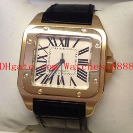 Factory Supplier 100 XL 18k Yellow Gold W20071Y1 Automatic Mechanical Mens Watch Men's Wristwatches Leather Rope 3163