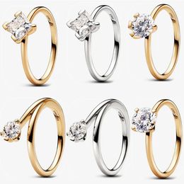 Designer New Wedding Rings for Women Engagement Gift DIY fit Pandoras Era Bezel Lab-grown Diamond Ring plated 14k Gold Fashion High Quality Party Jewellery