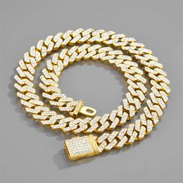 necklace moissanite chain OUYA Hip Hop Jewellery 12MM White Gold Plated Iced Out Cuban Link CZ Prong Diamond Cuban Link Chain Necklace