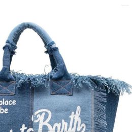 Waist Bags Europe America Travel High Capacity Women's Bag Handmade Tassel Handbag Fashion Printed Denim Tote