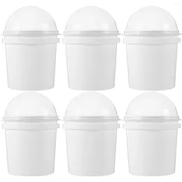 Take Out Containers 6 Pcs Popcorn Bucket Snack Ice Cream Snacks Cold Drink Food Bowl Large White Milk Tea Buckets Plastic