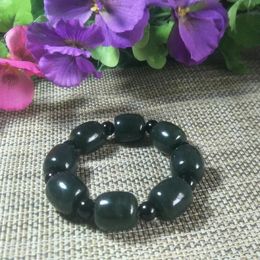 Bangle Natural Hetian Jade Bucket beads Jade Bracelet Jewelry Fine Jewelry Lucky Exorcise evil spirits Auspicious Amulet Jade Bracelet