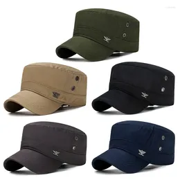Berets 2023 Classic Plain Cap Vintage Army Military Cadet Style Hat Men's Caps Breathable Sun Protective Casual Flat Top