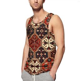 Men's Tank Tops Tribal Print Top Ethnic Retro Sportswear Daily Workout Man Graphic Sleeveless Shirts Plus Size 4XL 5XL