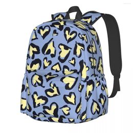 Backpack Heart Leopard Abstract Geometric Cycling Backpacks Women Custom Durable High School Bags Kawaii Rucksack Xmas Gift