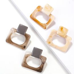 Dangle & Chandelier AENSOA New Korea Square Stitching Resin Drop Earrings For Women Vintage Acetate Geometric Statement Earring Fa168Z