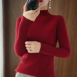 Dresses Autumn and Winter Women's Half Turtleneck Cashmere Sweater Pit Bar Elastic Pullover Women's Sweater Pullover Sweater