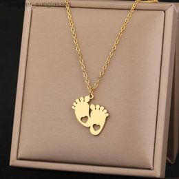 Pendant Necklaces Stainless Steel Necklaces Anime Cartoon Feet Fairy Musical Note Pendants Kids Chains Choker Necklace For Women Jewellery GiftsL231218