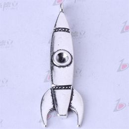 Rocket Vintage Charms Antique bronze silver Pendant Fit Bracelets Necklace DIY Jewelry Making 75pcs lot 3325263r