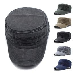 Berets Men Thicker Denim Flat Top Hat Solid Cap For Women Male Washed Caps Adjustable Military Hats Unisex Vintage Sun