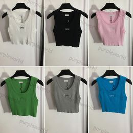 Summer Women knitted Vest Designer Casual Sleeveless Short Tank Top Sexy Knitted Tops 6 Colour T Shirt