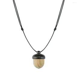 Pendant Necklaces Style Jewelry Women Necklace Pine Cone Acorn Rope Chain Braided Female Gawu Box Long Ebony
