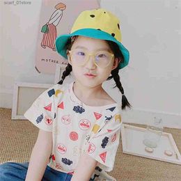 Wide Brim Hats Bucket Hats Hat Kids Toddler Hats C Boys Bucket Cartoon Girls Sun Pattern Baby Baseball Cs Cat Baseball C Adult Women Cs for SummerL231217