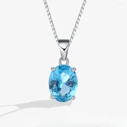 Pendant Necklaces NBNB Shiny Blue Oval Cubic Zirconia Necklace For Women Party Jewellery Trendy Girl Clavicle Chain Fashion Female