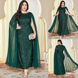 Hunter Sheath Sequined Mother Of The Bride Dresses Long Sleeves Wedding Guest Dress Ankle Length Plus Size Evening Gowns