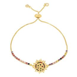 Link Chain ZHINI Simple Geometric Round Metal Pendant Bracelets For Women Ethnic Red Weaving Adjustable Bangle Statement Jewelry291J