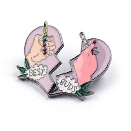 Whole 20pcs BUDS Brooches Friends Enamel Lapel Pins Broken Heart Smoke Cigarette With Hand Hat Jewellery Accessories 2245e