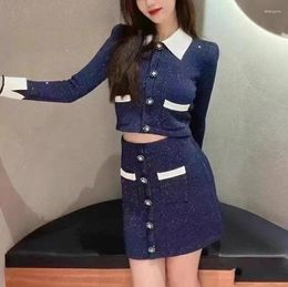Skirts Women's Suit 2023 Turn-down Collar Single Breasted Long Sleeve Coat Or Skirt