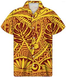 Men's Casual Shirts Fashionable Shirt Polynesian Tribal Tattoo Printed Breathable Short Sleeved Soft And Comfortable Suitabl